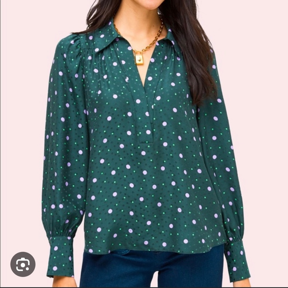 KATE SPADE FOREST POP DOT SKIL TOP - Picture 4 of 4